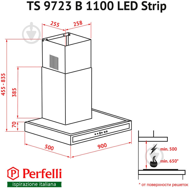 Вытяжка Perfelli TS 9723 B 1100 I/BL LED Strip - фото 11
