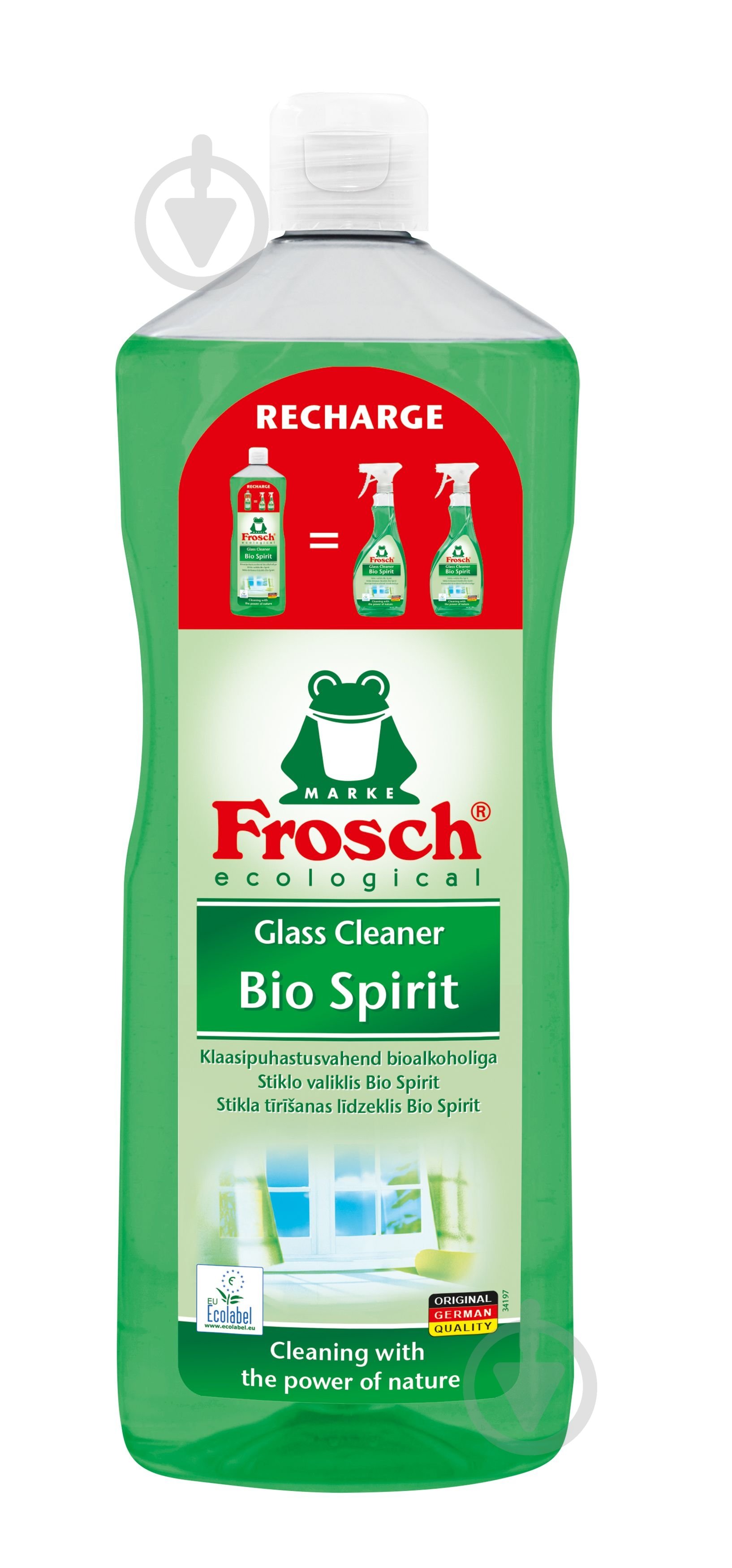 Засіб миючий для скла та дзеркал Frosch Bio Spirit cпиртовий 1 л - фото 2