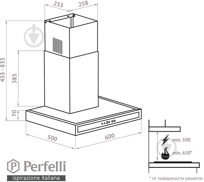 Вытяжка Perfelli TS 6723 B 1100 I/BL LED Strip - фото 10