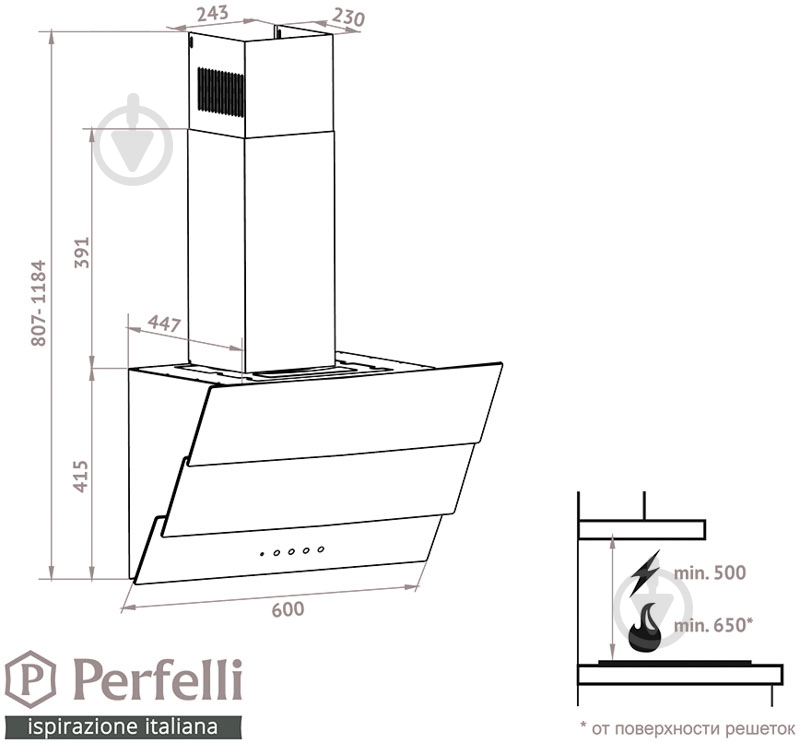 Витяжка Perfelli DNS 6783 B 1100 BL LED Strip - фото 7