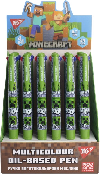 Ручка шариковая YES Minecraft 0,7 мм 4 цвета (412266) - фото 4 Ручка шариковая YES Minecraft 0,7 мм 4 цвета (412266) - фото 4