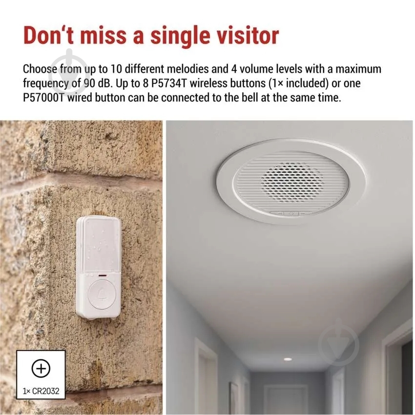 Дзвінок дверний Emos дротовий/бездротовий білий P57103 - фото 4