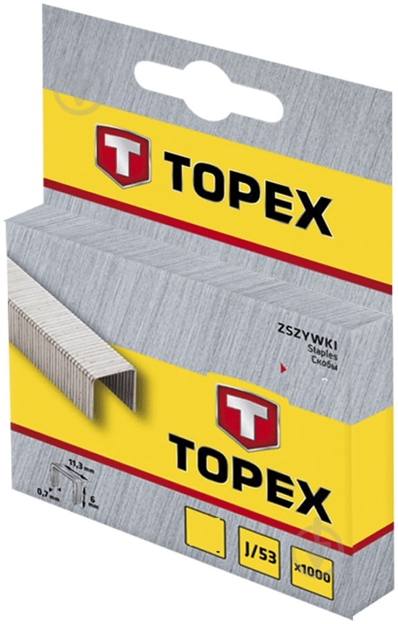 Скоби для ручного степлера Topex 10 мм тип 53 (А) 1000 шт. 41E310 - фото 1