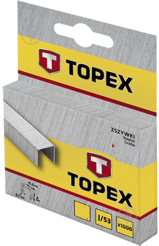 Скоби для ручного степлера Topex 12 мм тип 53 (А) 1000 шт. 41E312 - фото 1