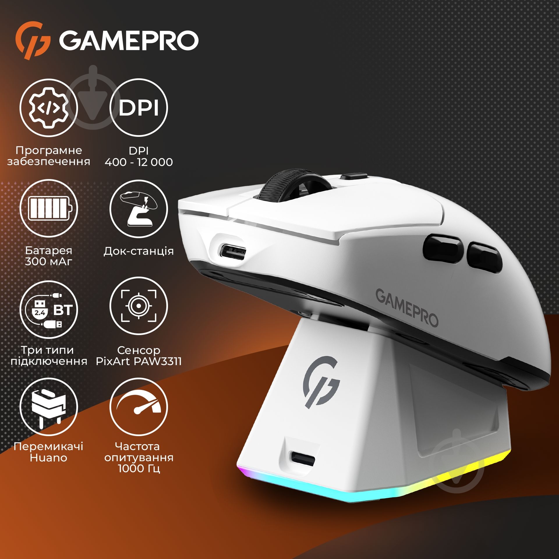 Мышка беспроводная GamePro Genesis Airmaster white (GM167W) - фото 19