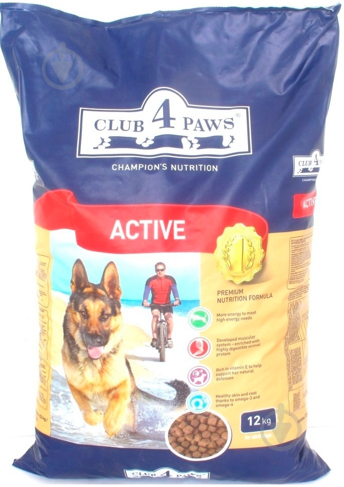 Корм для всех пород Club 4 Paws Для активных собак 12 кг 12 кг - фото 1
