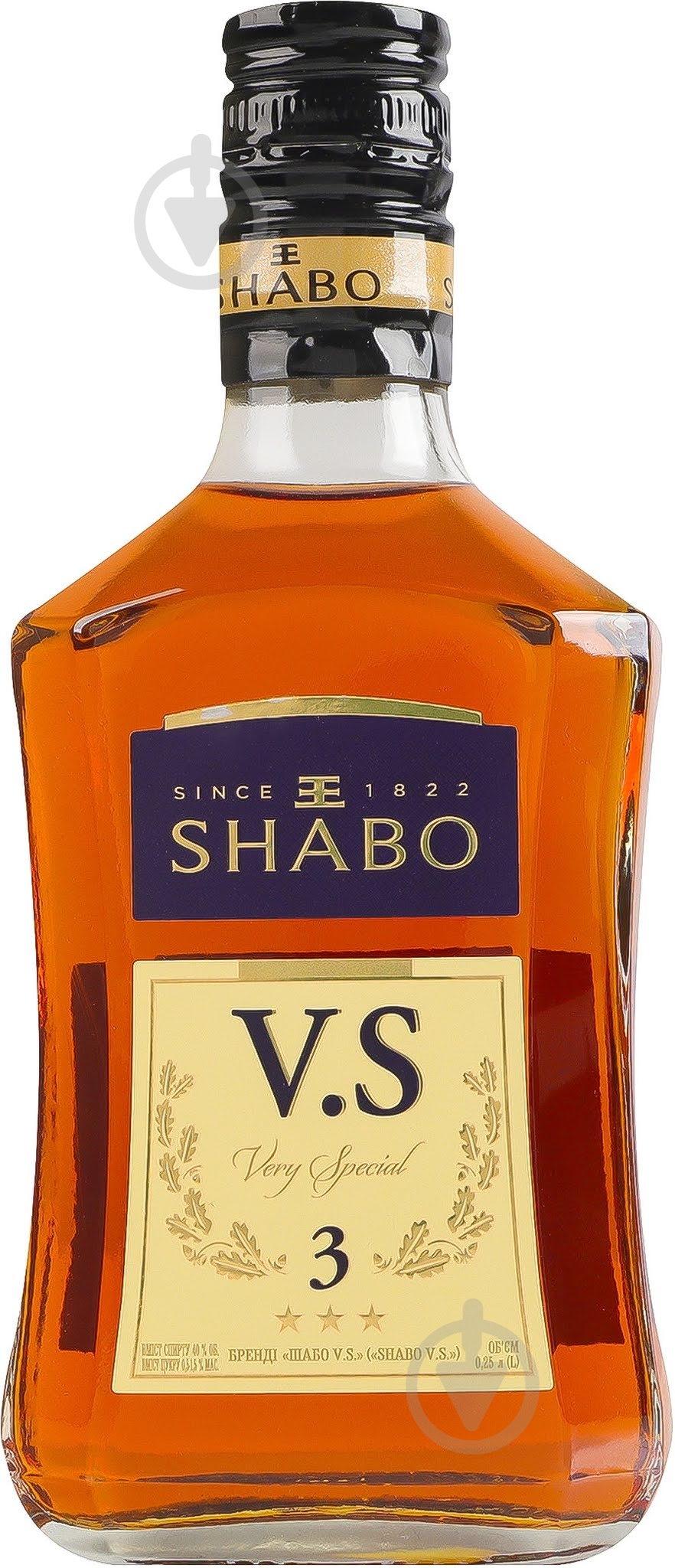 Бренди Shabo 40% 3 звезды V.S 0,25 л - фото 1