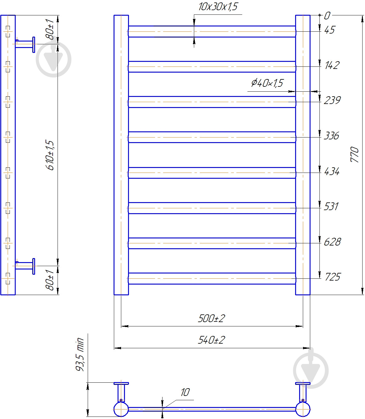 Рушникосушарка водяна Mario INOX Модена 770х540/500 - фото 4