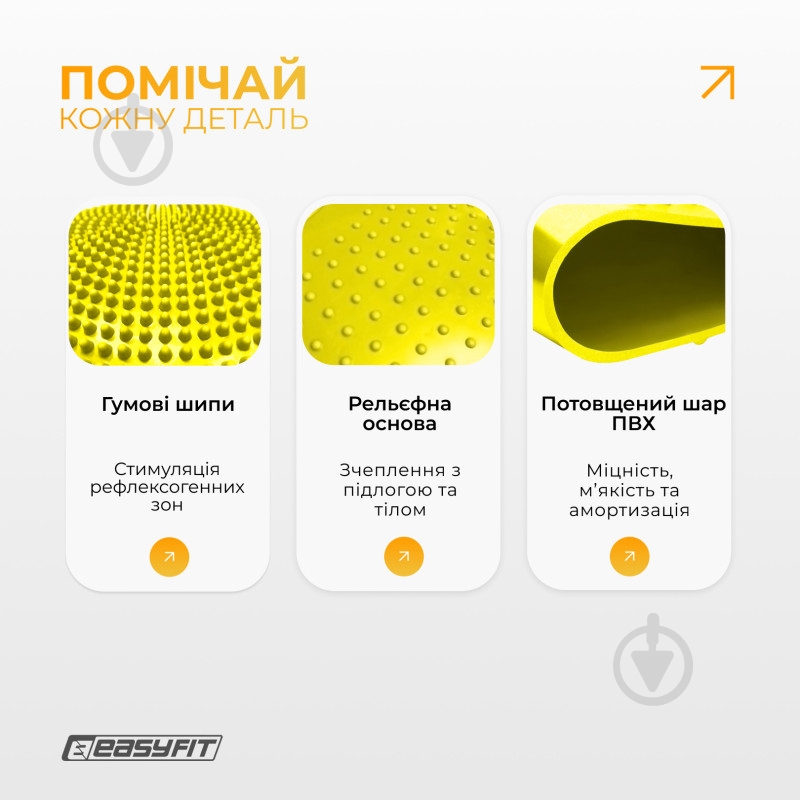 Балансировочная платформа EasyFit Balance Cushion-A желтая - фото 4