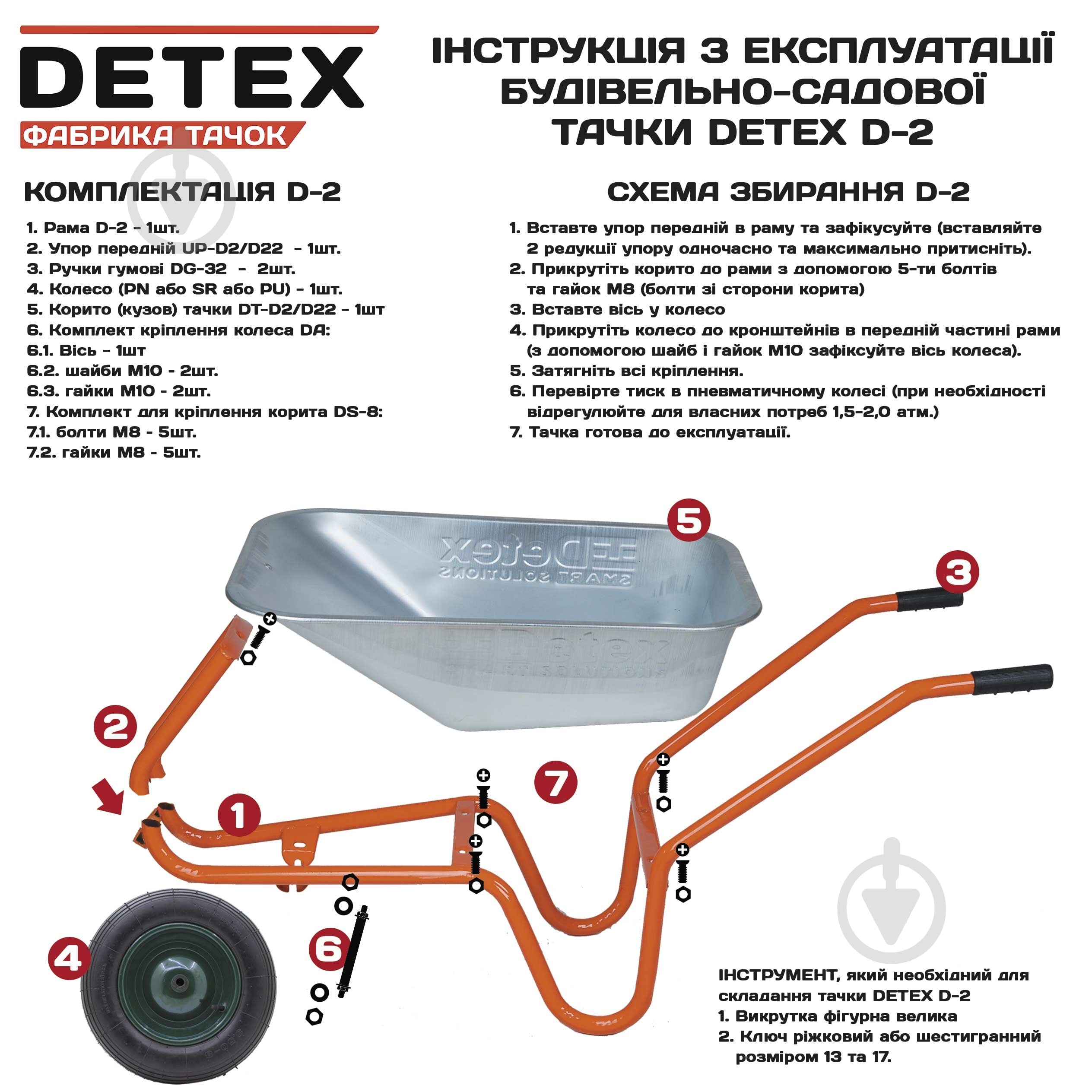 Тачка строительная DETEX D-2/1207оz85pn - фото 8