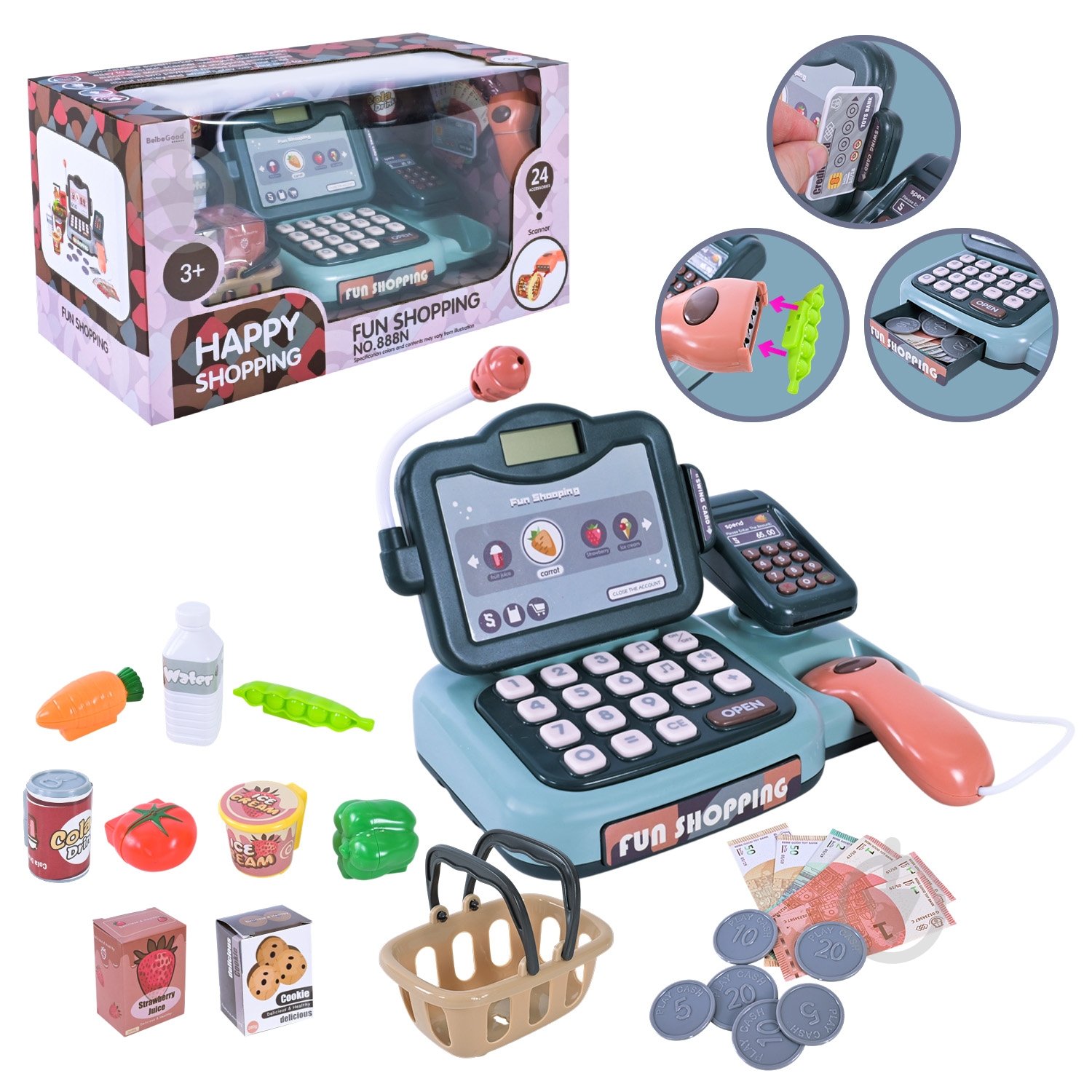 Кассовый аппарат Shantou с аксессуарами 888N - фото 1