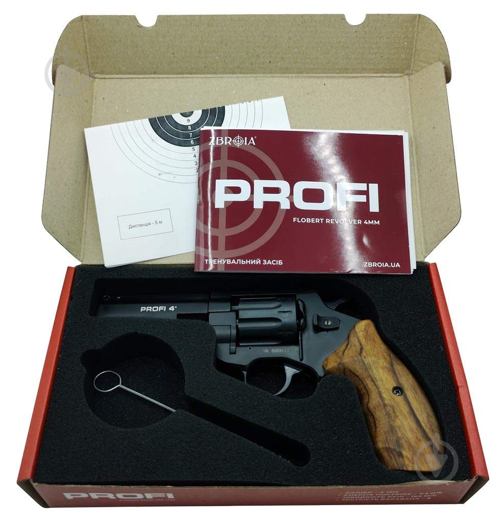 Револьвер Zbroia Флобера PROFI-4" чорний/дерево кал. 4мм - фото 7