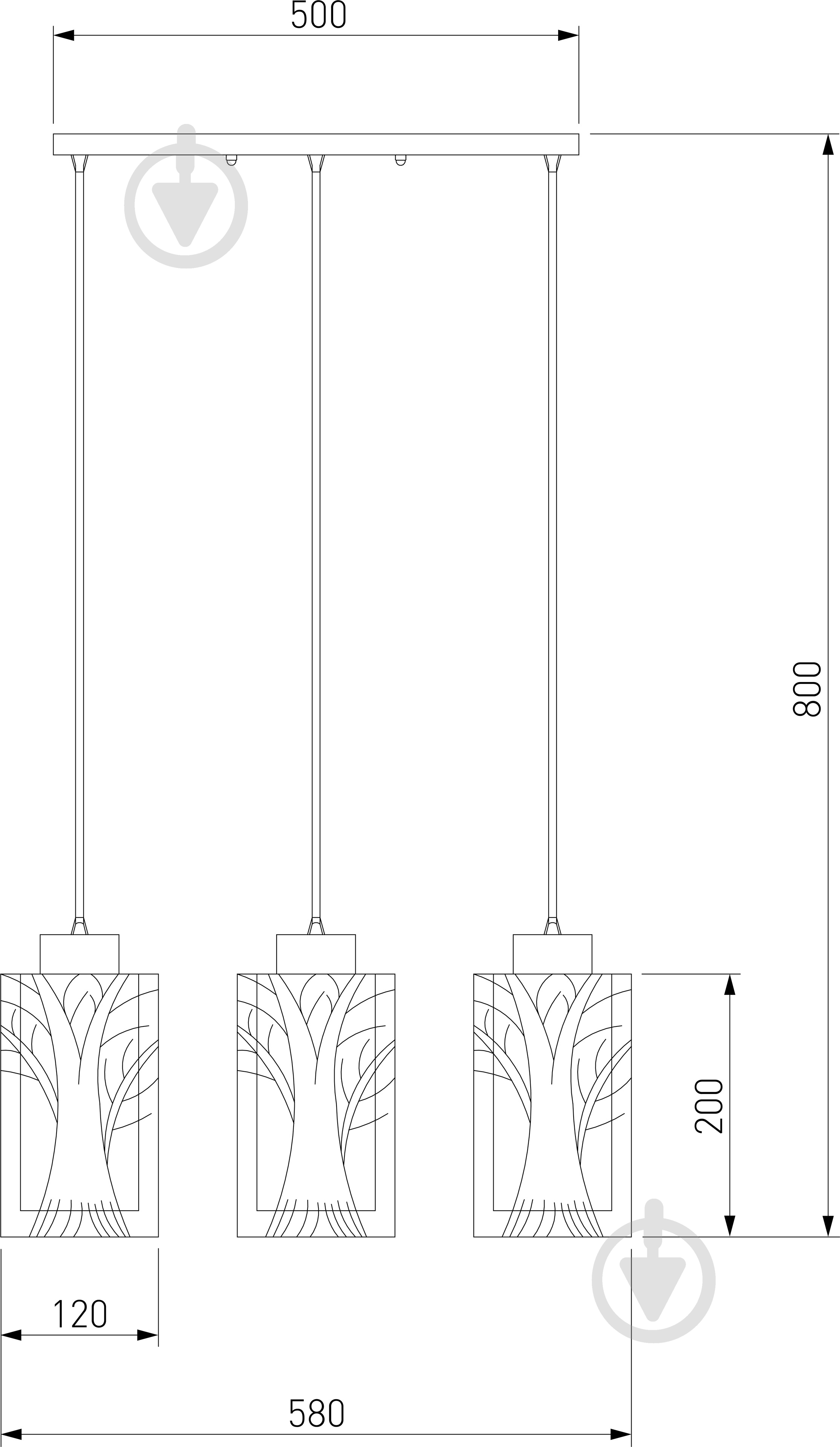 Подвес Strotskis Santos 50001/3 3x60 Вт E27 хром - фото 4