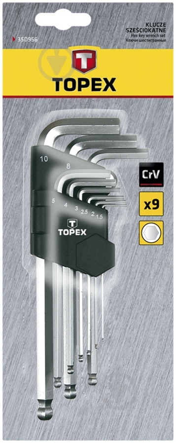 Набір ключів шестигранних Topex 35D957 - фото 2