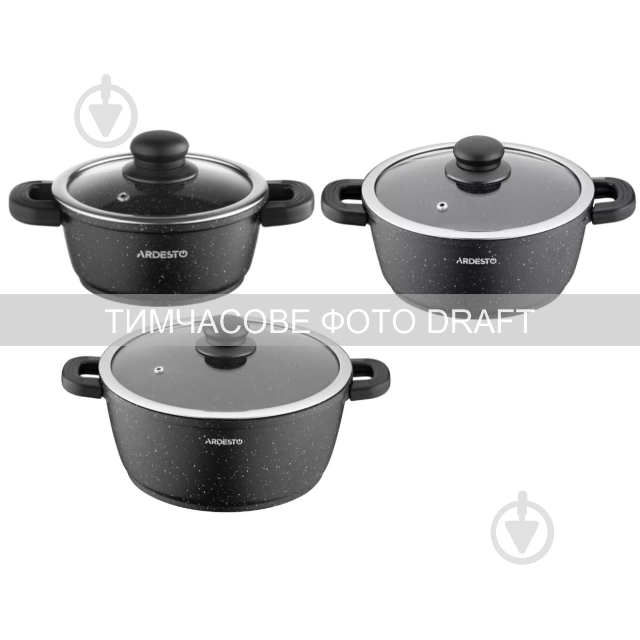 Ковш Ardesto со стеклянной крышкой Gemini Anzio 1.3 л 16 см черный (AR1913AS) - фото 1 Ковш Ardesto со стеклянной крышкой Gemini Anzio 1.3 л 16 см черный (AR1913AS) - фото 1