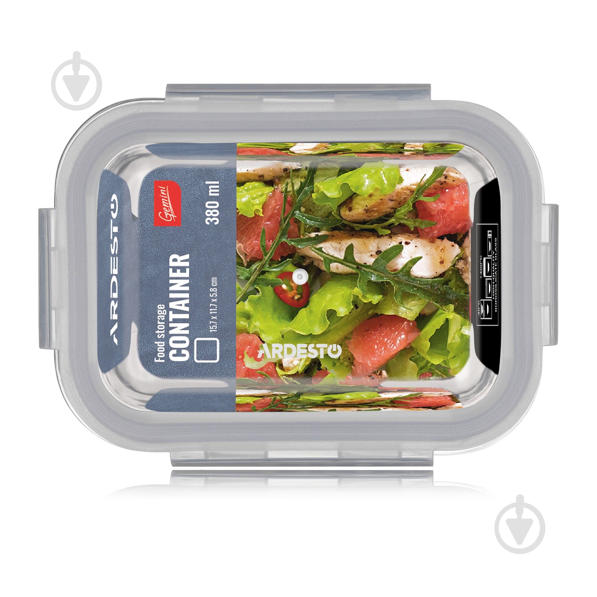 Контейнер для харчових продуктів з кришкою Ardesto Gemini 0.38 л прямокутний (AR1240BRC) - фото 2 Контейнер для харчових продуктів з кришкою Ardesto Gemini 0.38 л прямокутний (AR1240BRC) - фото 2