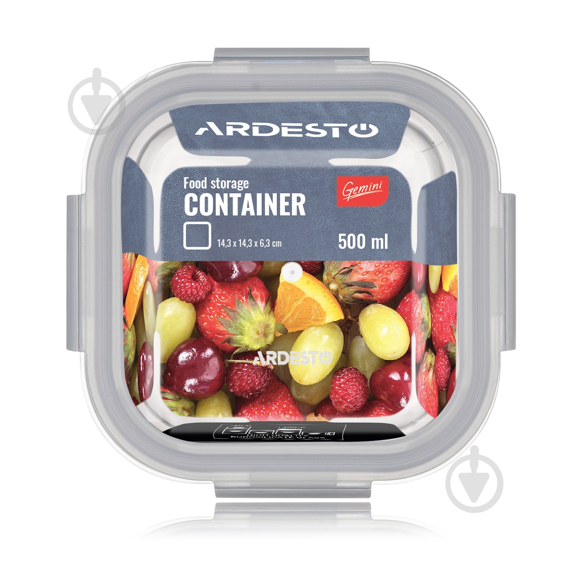 Контейнер для харчових продуктів з кришкою Ardesto Gemini 0.5 л квадратний (AR1250BSQ) - фото 2 Контейнер для харчових продуктів з кришкою Ardesto Gemini 0.5 л квадратний (AR1250BSQ) - фото 2