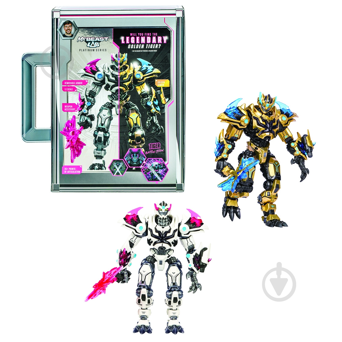 Фігурка колекційна MrBeast Lab Тигр платиновий 124528 - фото 1 Фігурка колекційна MrBeast Lab Тигр платиновий 124528 - фото 1