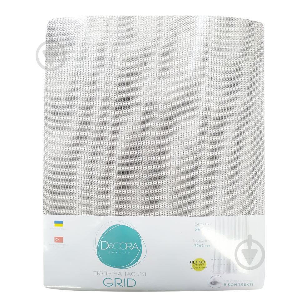 Тюль Grid 300х290 см серо-голубой Decora textile - фото 3
