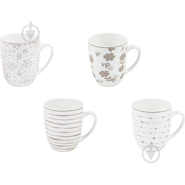 Набор чашек Ardesto Ravenna 4шт 360 мл бело-бежевый - фото 1 Набор чашек Ardesto Ravenna 4шт 360 мл бело-бежевый - фото 1