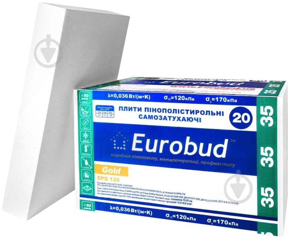 Пінопласт 35 Eurobud EPS-120 Gold 50 мм - фото 1