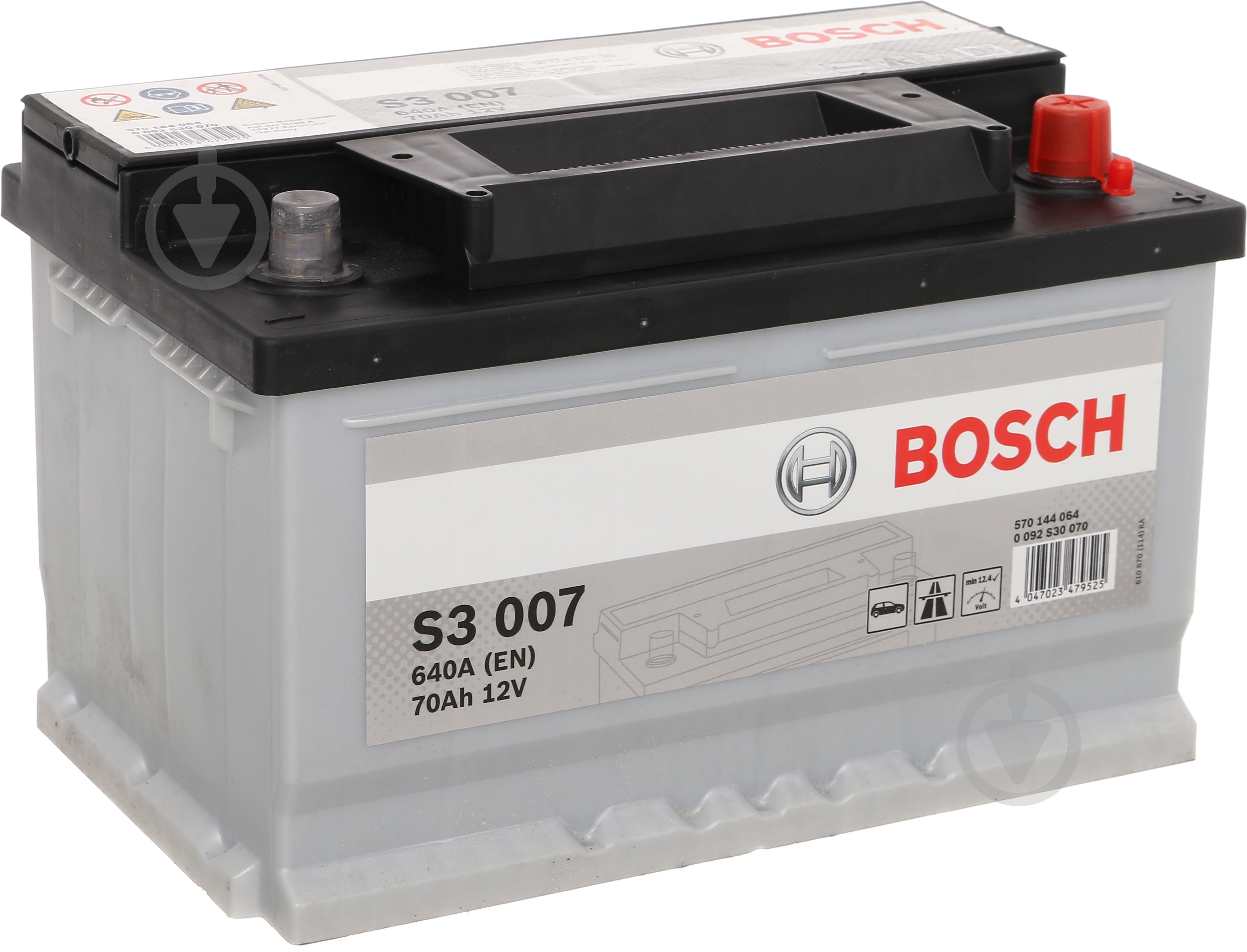 Аккумулятор автомобильный Bosch S3 70Ah 640A 12V «+» справа (0092S30070) - фото 1