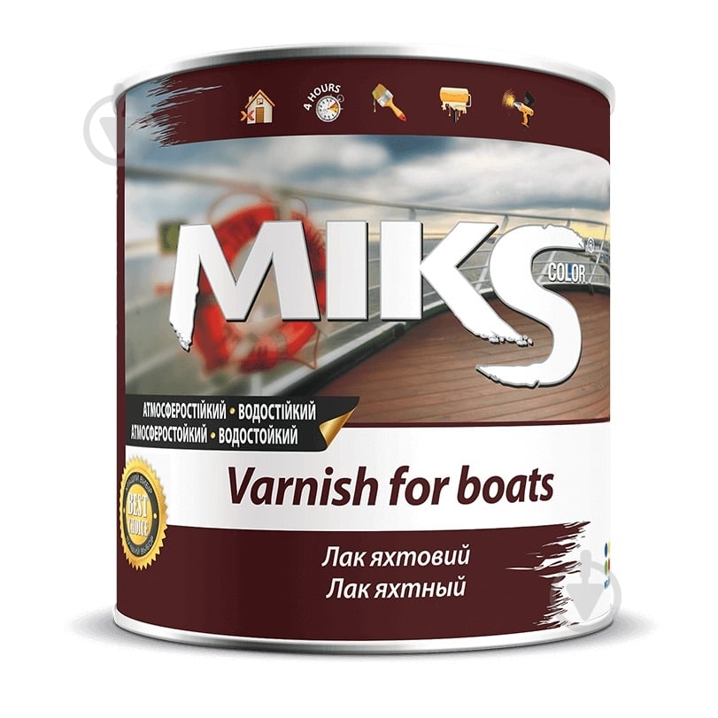 Лак акриловий яхтний MIKS Color шовковистий мат прозорий 0,75 л - фото 2