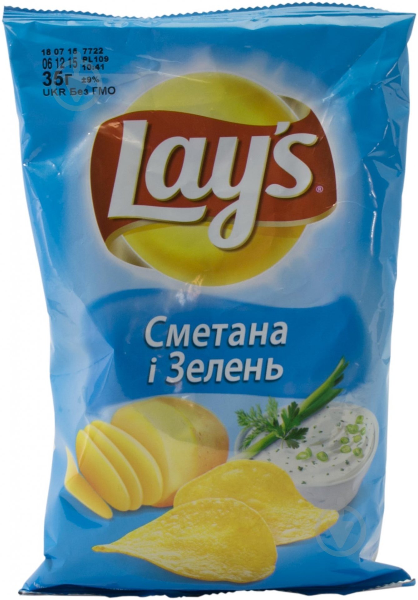 Чипсы Lays Сметана и зелень 35 г - фото 1 Чипсы Lays Сметана и зелень 35 г - фото 1