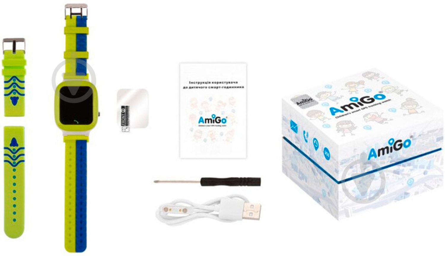 Смарт-часы AmiGo GO004 Splashproof Camera+LED green (856042) - фото 7 Смарт-часы AmiGo GO004 Splashproof Camera+LED green (856042) - фото 7