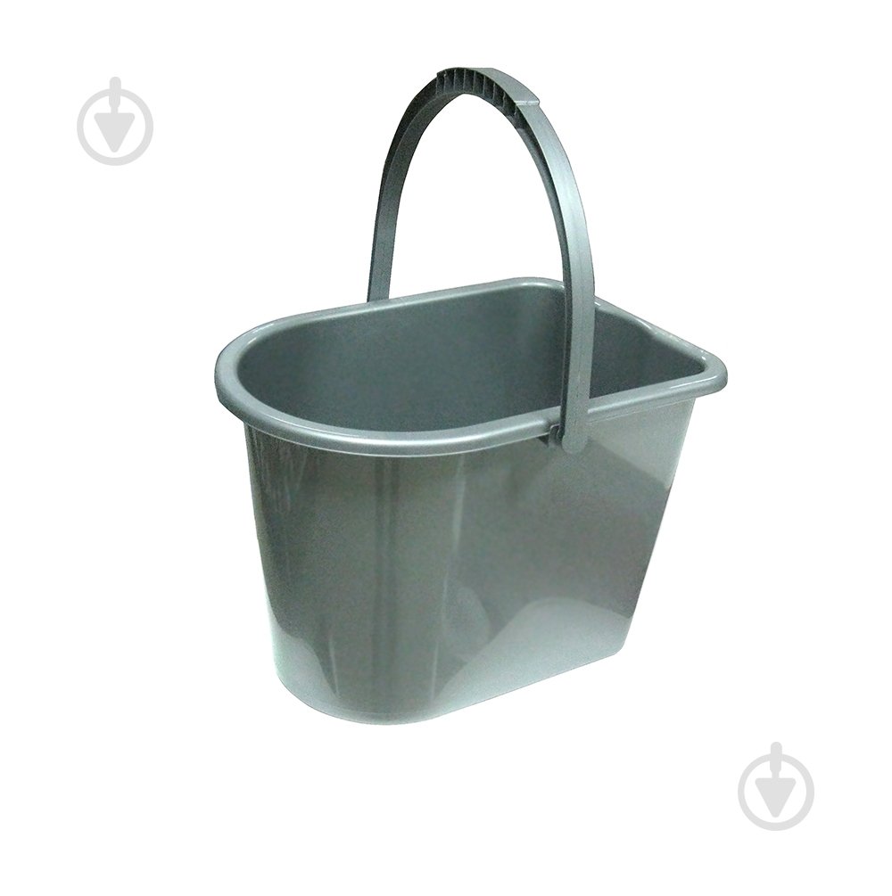 Ведро для швабры York МОП прямоугольное металлик 14 л серый металлик - фото 1