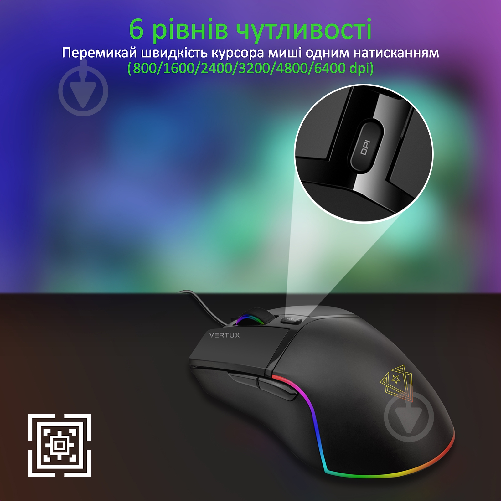 Мышь Vertux Argon USB Black - фото 3