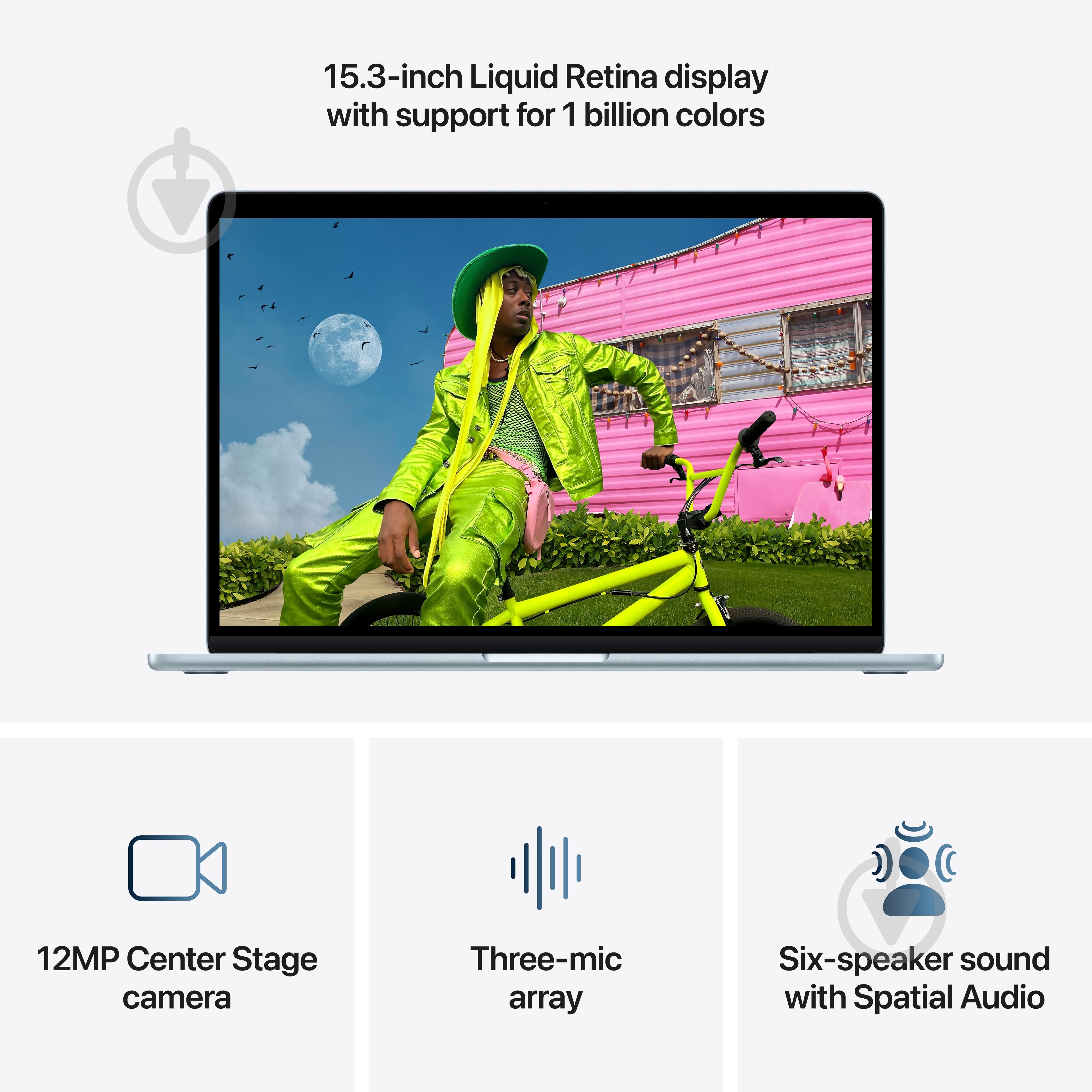 Ноутбук Apple MacBook Air M5 2026 16GB/1TB 15,3" (MDVT4UA/A) sky blue - фото 5 Ноутбук Apple MacBook Air M5 2026 16GB/1TB 15,3" (MDVT4UA/A) sky blue - фото 5