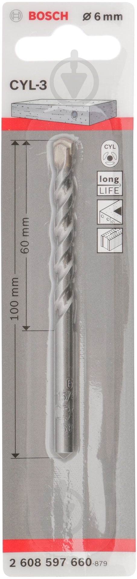 Свердло по бетону Bosch Silver Percussion 6 мм 2608597660 - фото 2
