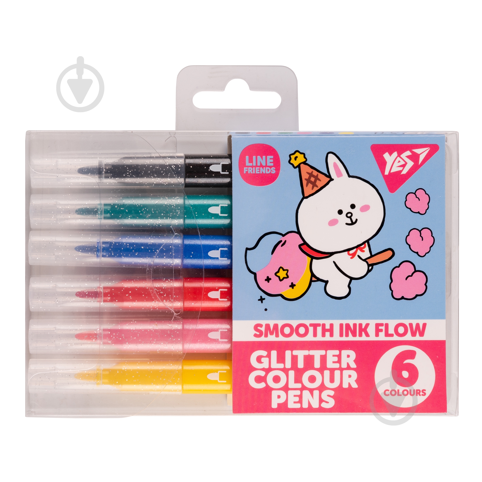 Набор фломастеров Line Friends 6 цветов глиттер YES - фото 1 Набор фломастеров Line Friends 6 цветов глиттер YES - фото 1