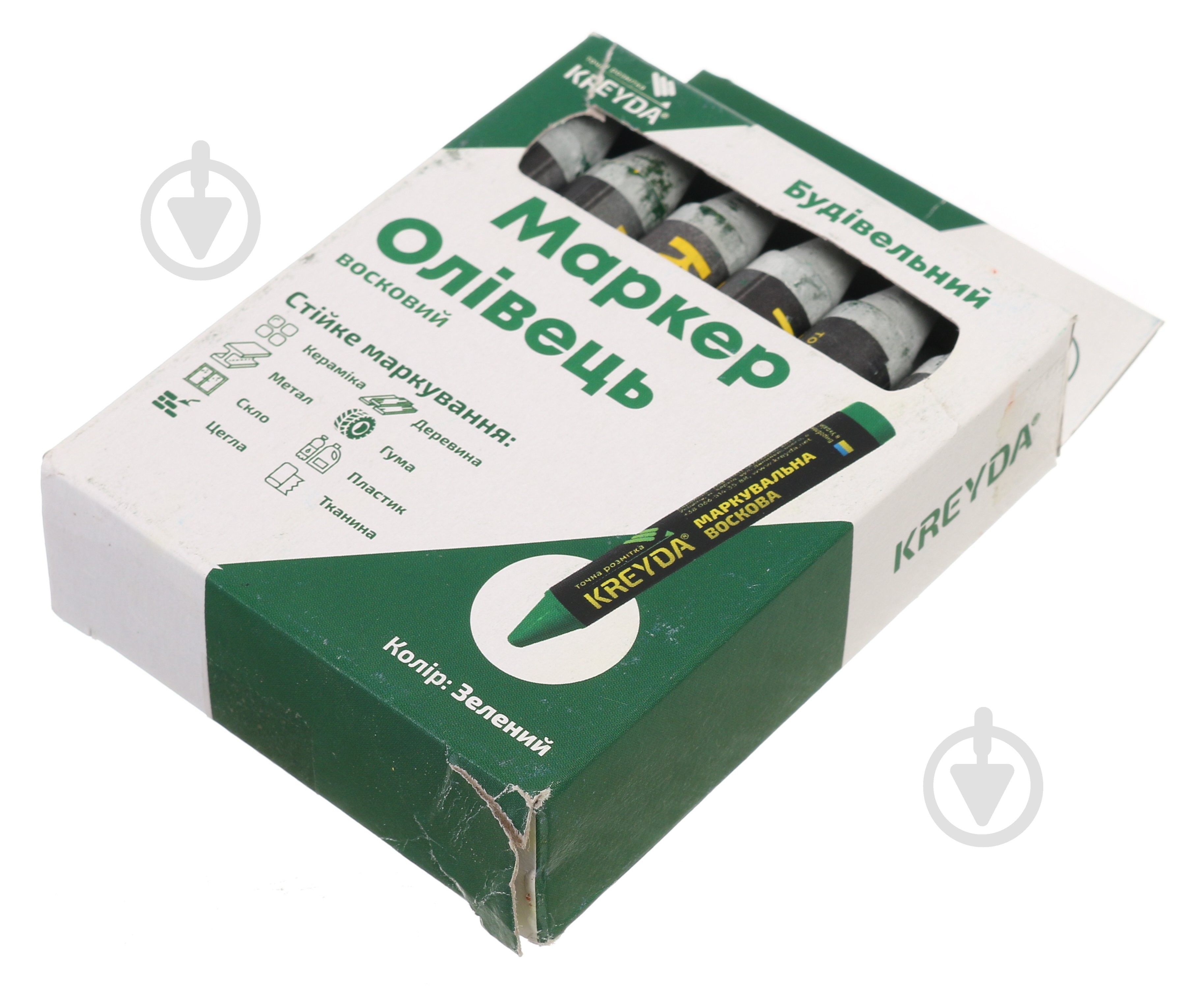 Мел восковый KREYDA CW606116 разметочная зеленая 13 мм - фото 2 Мел восковый KREYDA CW606116 разметочная зеленая 13 мм - фото 2