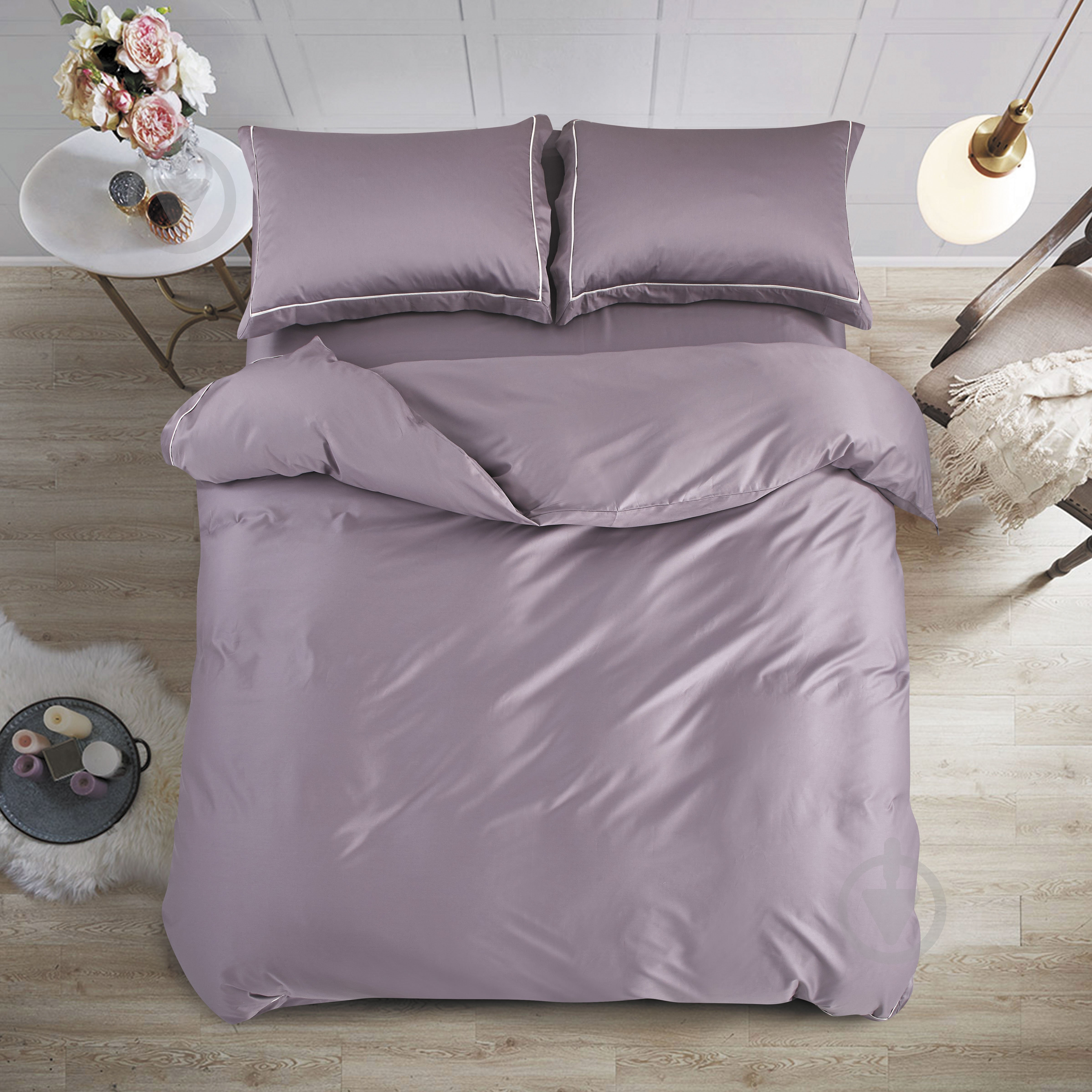 Простынь на резинке Solid 180x200 см сиреневый La Nuit - фото 3