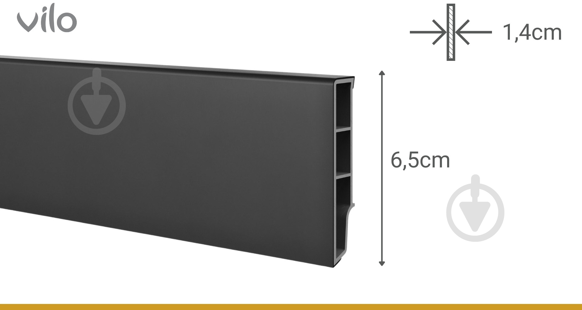 Плинтус PVC Vilo™ Sempla 706 черный 65x14x2400 мм - фото 2