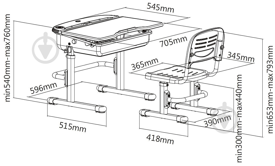 Комплект парта і стул-трансформер FUNDESK Capri Green - фото 10