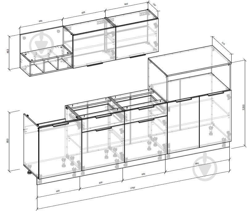 Кухня Грейд Меланія ДСП 2,7м шиншила сіра/дуб кремона торро/дуб кремона торро - фото 3