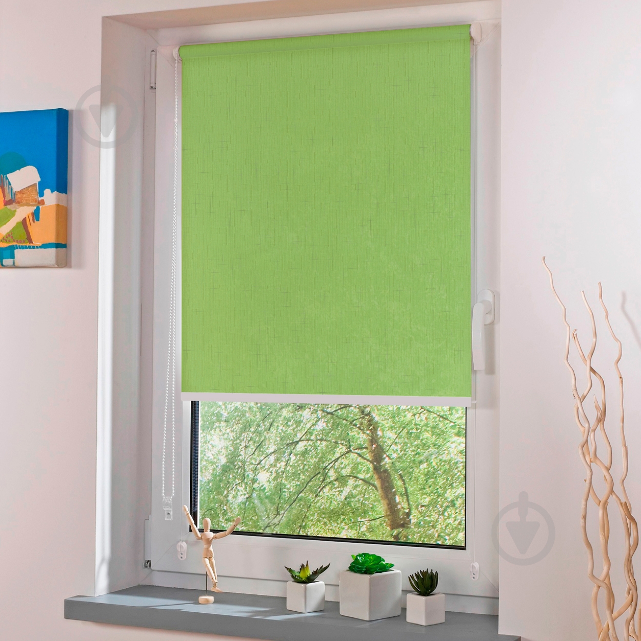 Ролета мини Rollotex LEN с фиксацией под наклон зеленая 69x100 см - фото 2 Ролета мини Rollotex LEN с фиксацией под наклон зеленая 69x100 см - фото 2