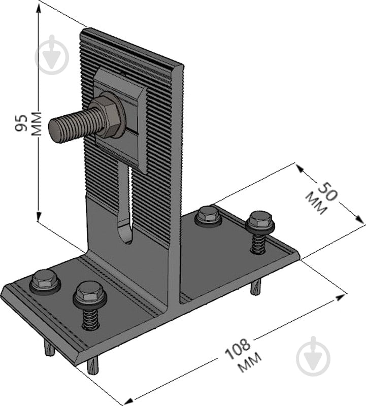 Кронштейн Т-подібний до бітумної черепиці в зборі (2 шт) Kripter - фото 4