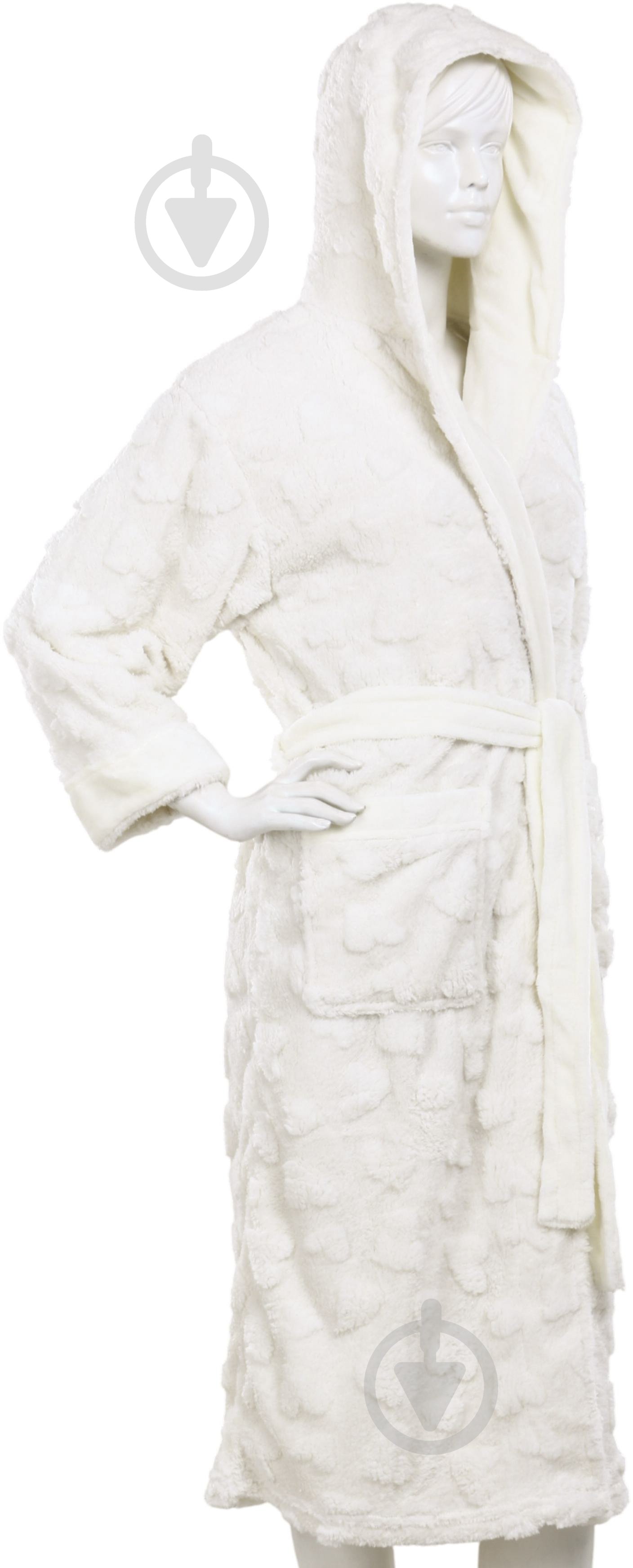 Набор La Nuit халат женский с капюшоном и носками Geneve р. S айвори - фото 2