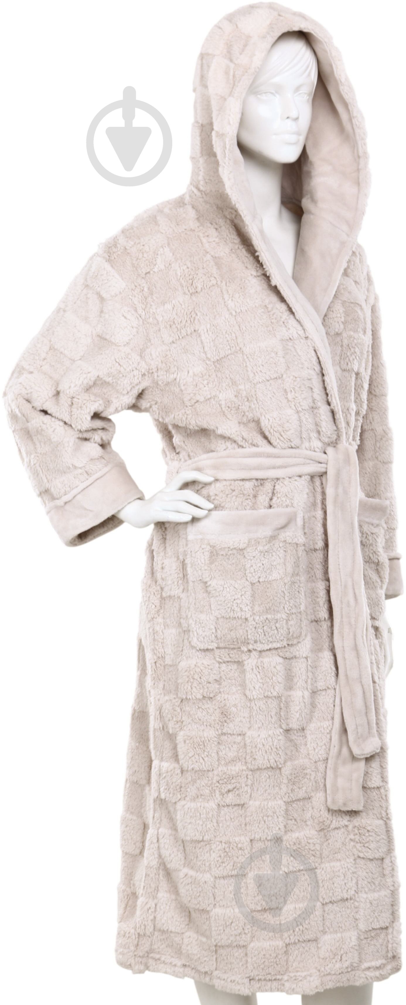 Халат женский La Nuit с капюшоном Torino р. L бежевый - фото 4