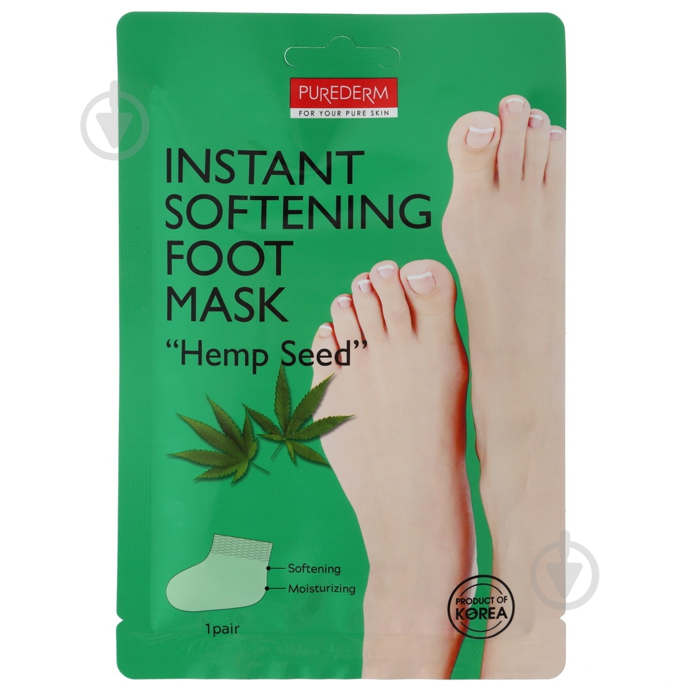 Маска-носочки для ніг Purederm Instant Softening Foot Mask Hemp Seed 34 г - фото 1