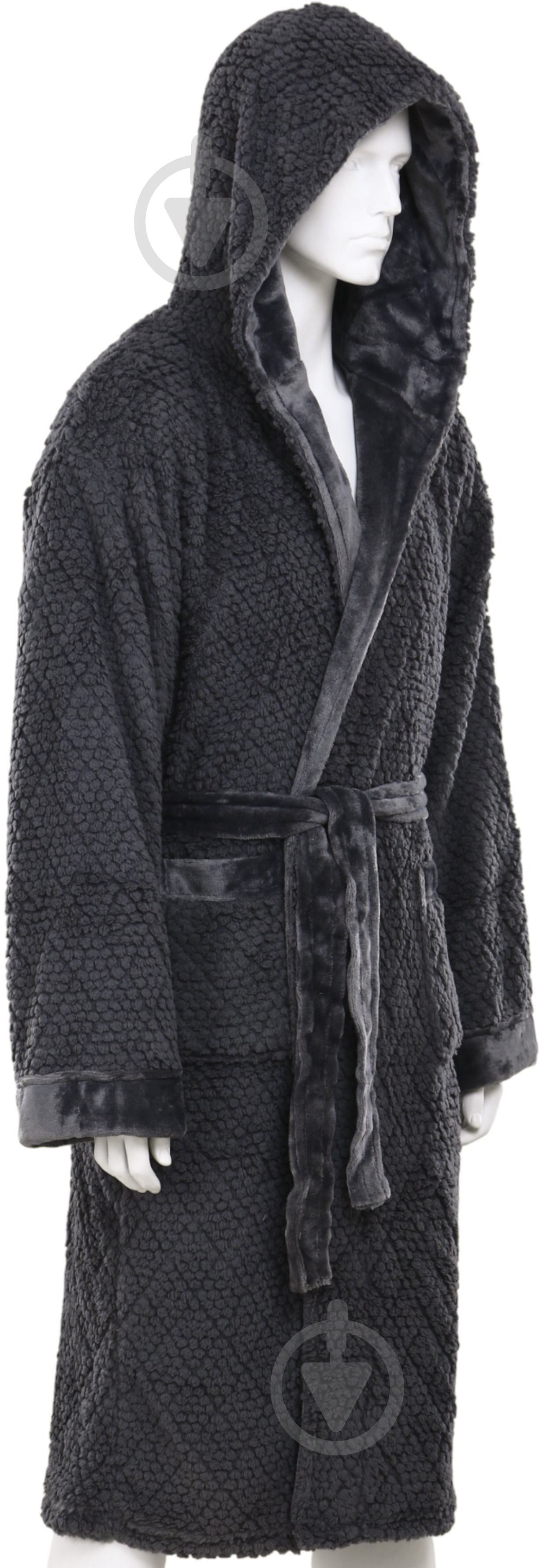 Набор La Nuit халат мужской с капюшоном и носками Bern р. XL серый - фото 2 Набор La Nuit халат мужской с капюшоном и носками Bern р. XL серый - фото 2