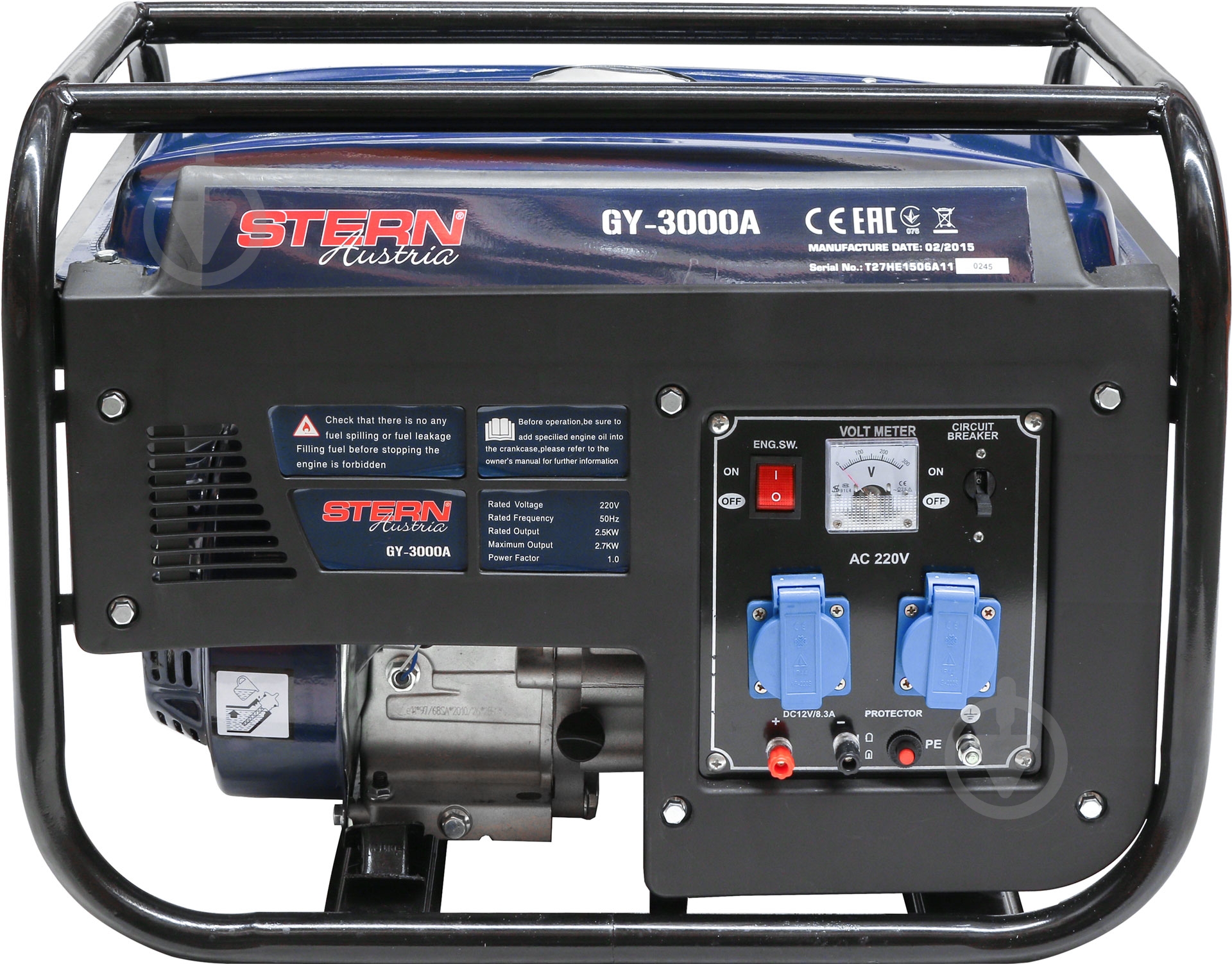 Генератор бензиновый Stern 2,7 кВт / 3 кВт 230 В GY-3000A - фото 2 Генератор бензиновый Stern 2,7 кВт / 3 кВт 230 В GY-3000A - фото 2