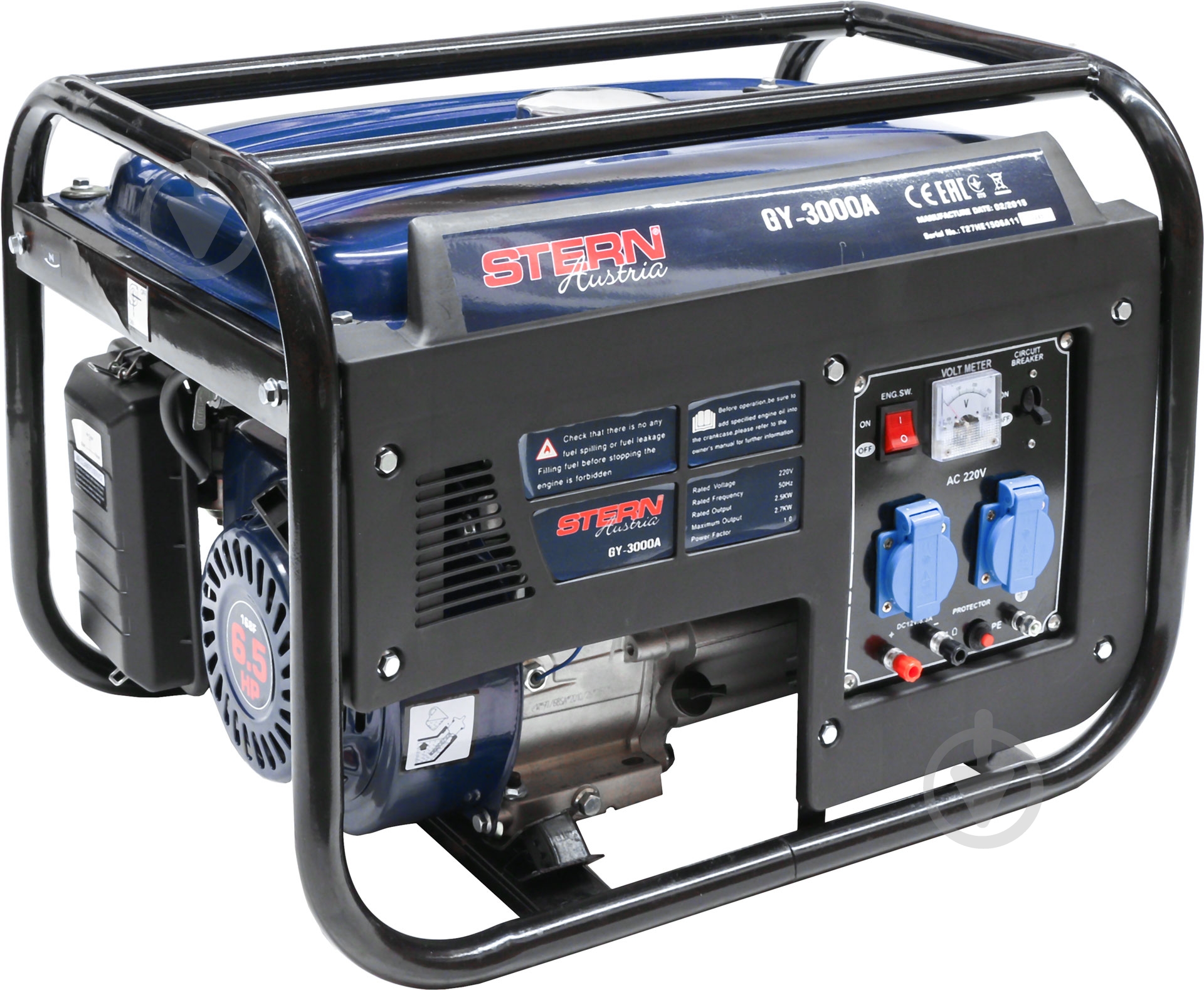 Генератор бензиновый Stern 2,7 кВт / 3 кВт 230 В GY-3000A - фото 1 Генератор бензиновый Stern 2,7 кВт / 3 кВт 230 В GY-3000A - фото 1