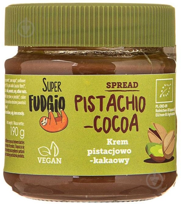 Паста шоколадная Super Fudgio веганская с фисташками органическая 190 г 190 г - фото 1 Паста шоколадная Super Fudgio веганская с фисташками органическая 190 г 190 г - фото 1