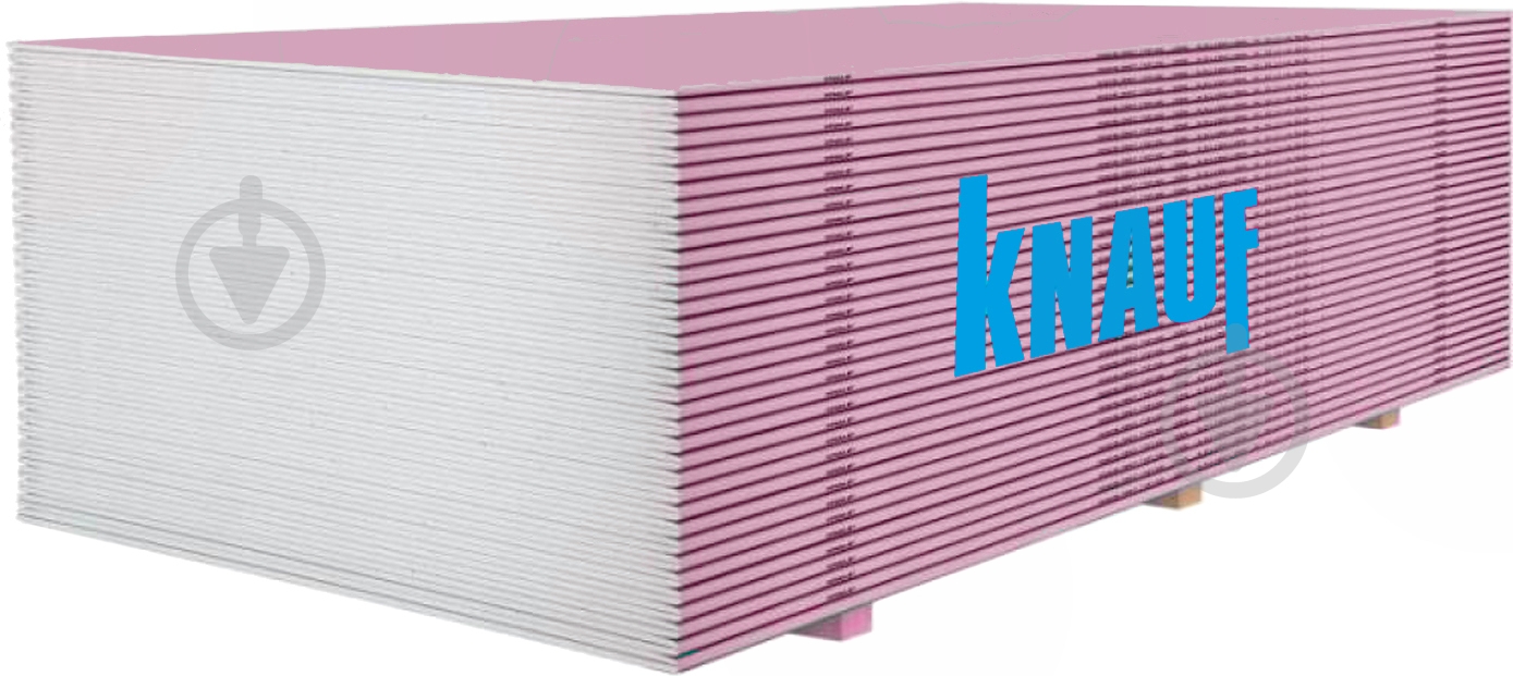Гіпсокартон вогнетривкий (*ціна від 30 листів) Knauf 2500x1200х12,5 мм 3 кв. м - фото 1