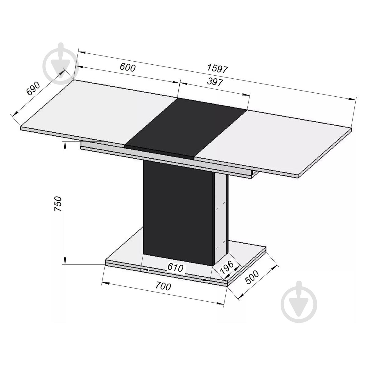 Стол-трансформер ART IN HEAD Каспер 1200(1600)x690x750мм белый/графит - фото 6 Стол-трансформер ART IN HEAD Каспер 1200(1600)x690x750мм белый/графит - фото 6